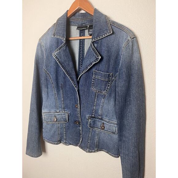 Vintage DKNY Blue Denim Jacket Button Front Casual Women’s Sz Medium - Picture 2 of 8
